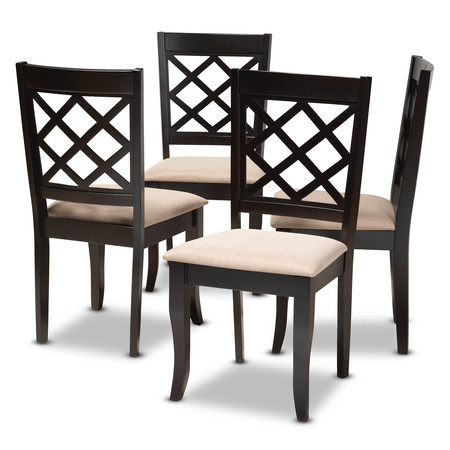 BAXTON STUDIO Verner Sand Upholstered Espresso Finished Wood Dining Chair, PK4 157-9725